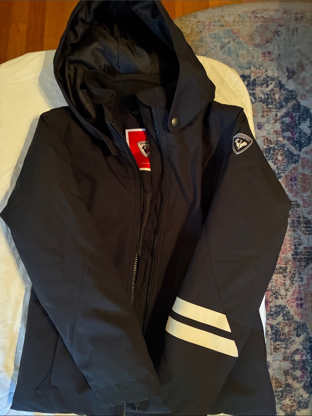 Rossignol Kids Black Jacket with White Sleeve Stripes